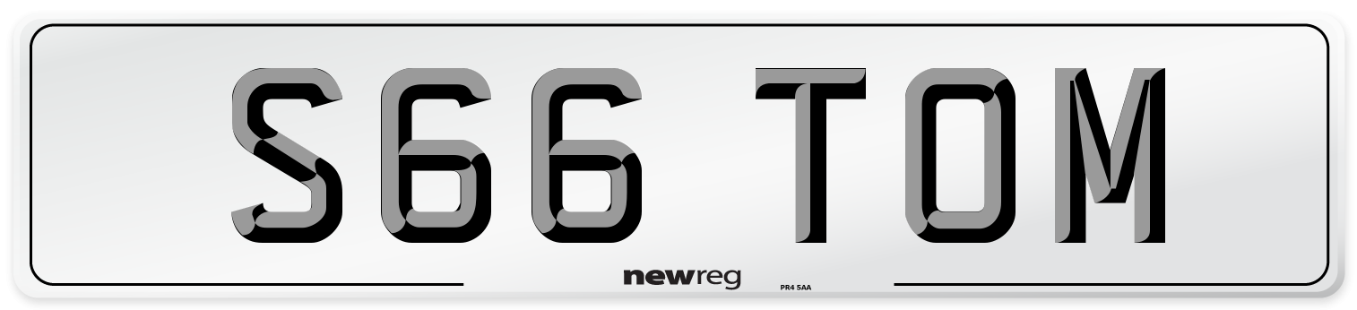 S66 TOM Number Plate from New Reg